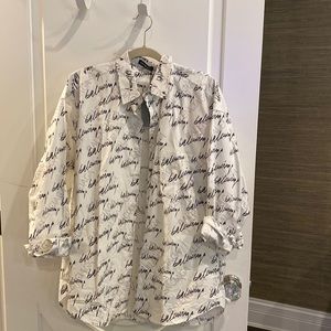 Balenciaga oversized logo blouse. Black, white and gray.